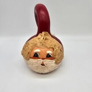 Vintage Hand Painted Gourd Santa Claus Christmas Holiday Folk Art Signed